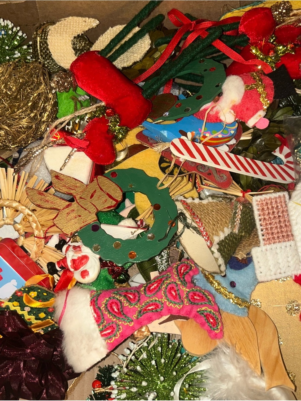 Large Lot Of Vintage Mixed Christmas Ornament Assortment